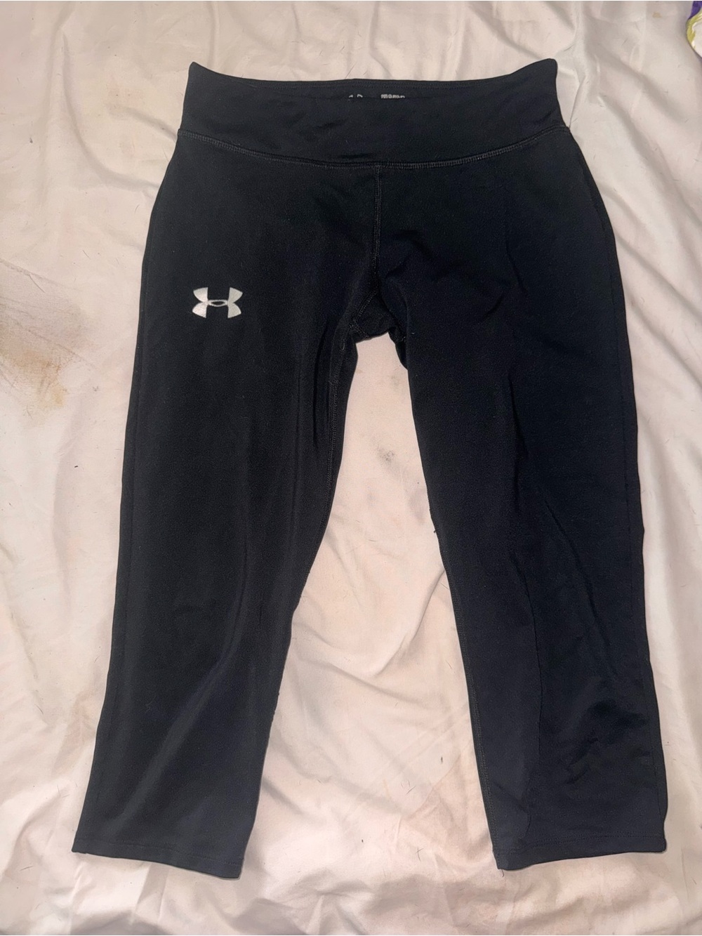 Under Armour Black Girls' Leggings with White Logo